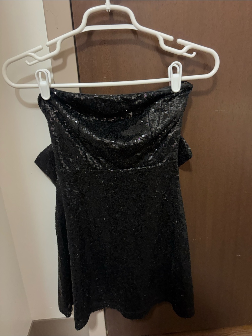 Altar'd State Black Sequin Strapless Mini Dress